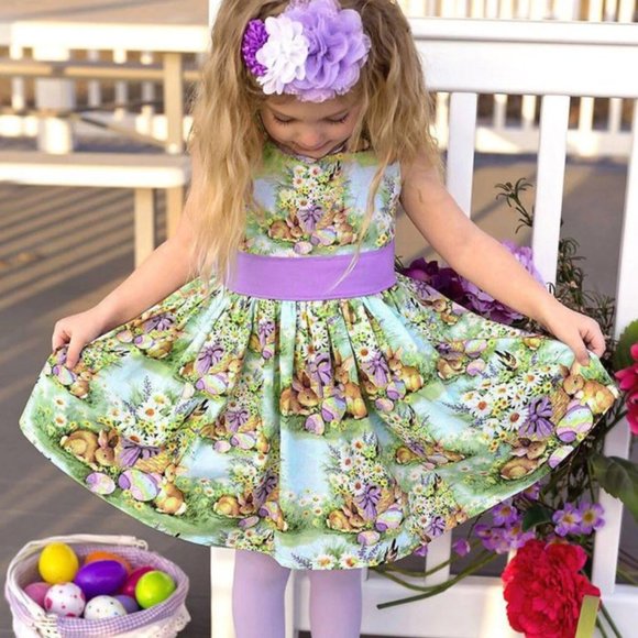 Easter Toddler Dress,  Spring Dress, Sibling Easter Dress, Bunny Dress, - Picture 1 of 3